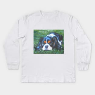 cavalier king charles spaniel fine art painting Kids Long Sleeve T-Shirt